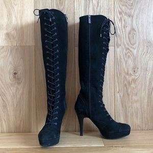 Japanese Lace-Up Knee-High Boots Sz 7.5